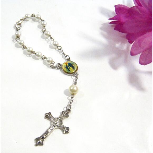 Handmade Car Rearview Mirror Catholic Rosary Christian Religious Prayer Beads - Picture 1 of 4